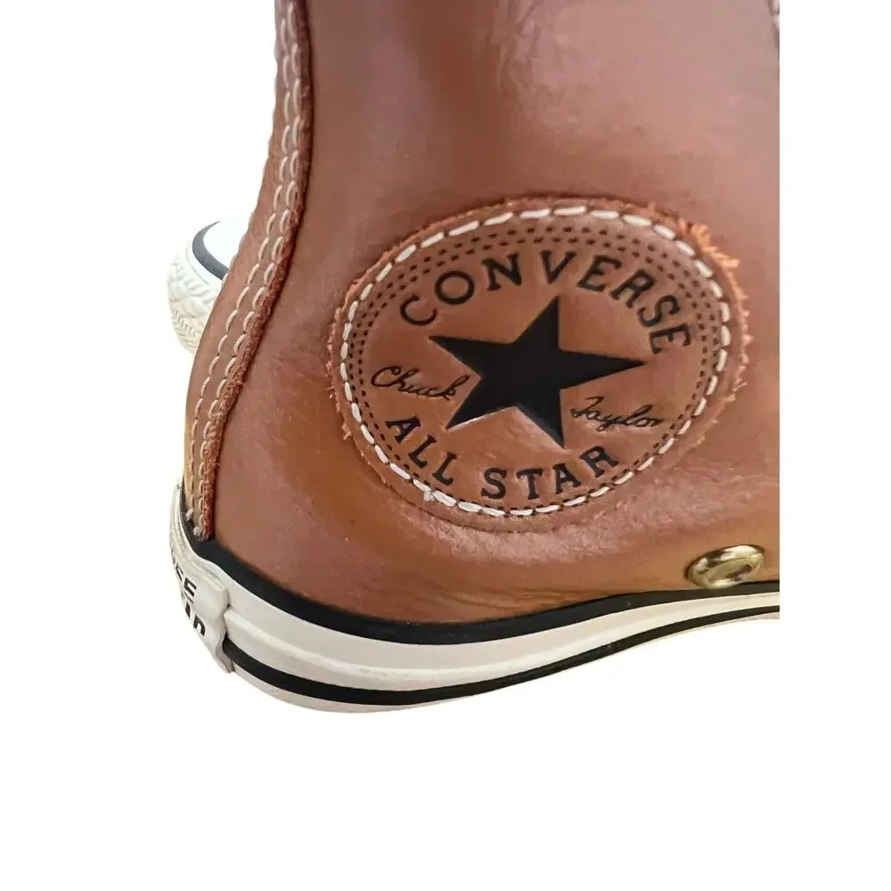 Converse Chuck Taylor All Stars Brown Leather Faux fur Lined Hi tops kids Sz 11